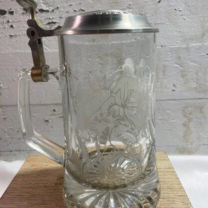 Five Brand Clear Glass NFL Collectors Stein Etched Football Pewter Lid Italy